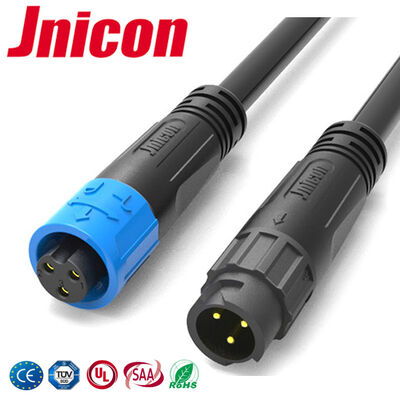 M12 300V LED ขั้วต่อกันน้ำ 3 พินกดล็อคสายเคเบิลขั้วต่อกลางแจ้ง IP67