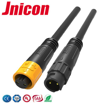 Jnicon 10A M12 2 Pin โป้เคเบิลเชื่อมต่อภายนอกกันน้ํา การตัดต่อเร็ว