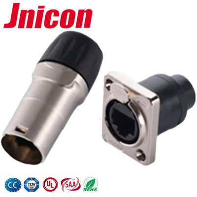 -25°C - 80°C RJ45 Connector IP44/IP65 กันน้ำ Signal Panel Mount Connector