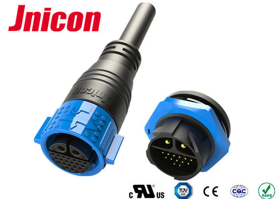 ตัวเชื่อมต่อสายเคเบิลข้อมูลกันน้ำ 30A DC IP67 20 Pin โครงสร้างการล็อคตัวเองแบบมัลติคอร์