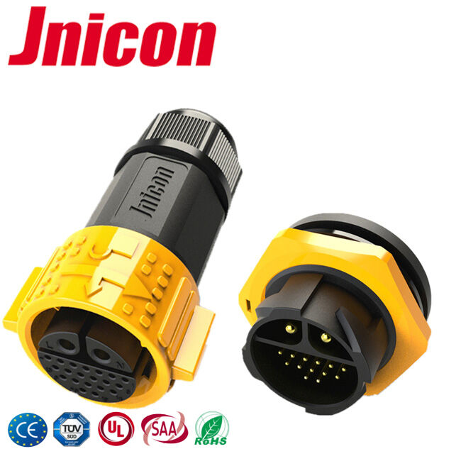 2+20 Pin M25 Outdoor Waterproof Connector Industrial Plug Socket IP67 เครื่องเชื่อมหลายปิน