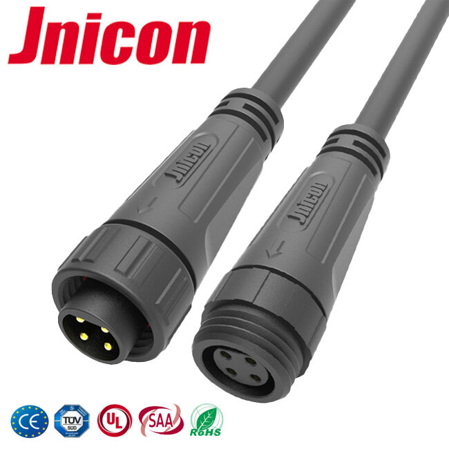 4 ปินสายต่อสาย M16 300V OEM IP67 เครื่องเชื่อมกันน้ํา
