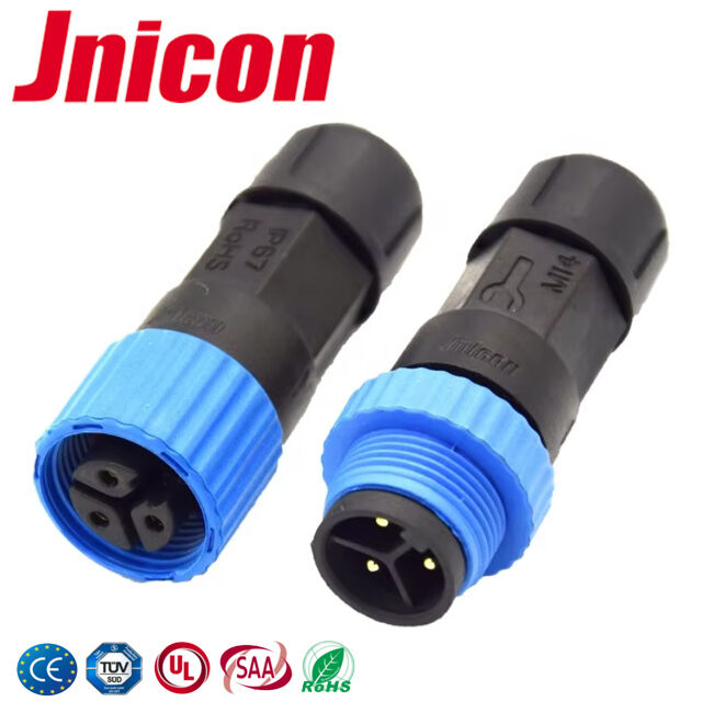 M15 ขั้วต่อแบบวงกลมพลาสติก 3 พิน 10A 300V ขั้วต่อ LED แรงดันต่ำสำหรับอุปกรณ์อิเล็กทรอนิกส์กลางแจ้ง