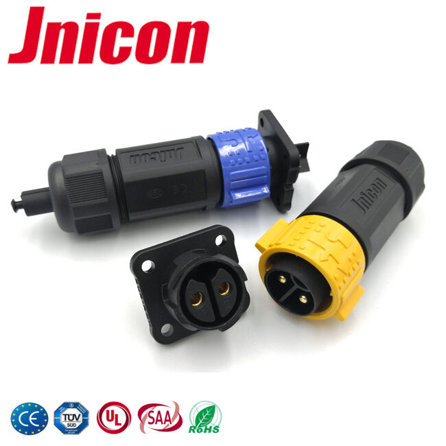 IP67 เครื่องเชื่อมไฟฟ้า 2 ปิน พล็อกและโซเก็ต เครื่องเชื่อม PA66 วัสดุสําหรับอุตสาหกรรมอัตโนมัติ