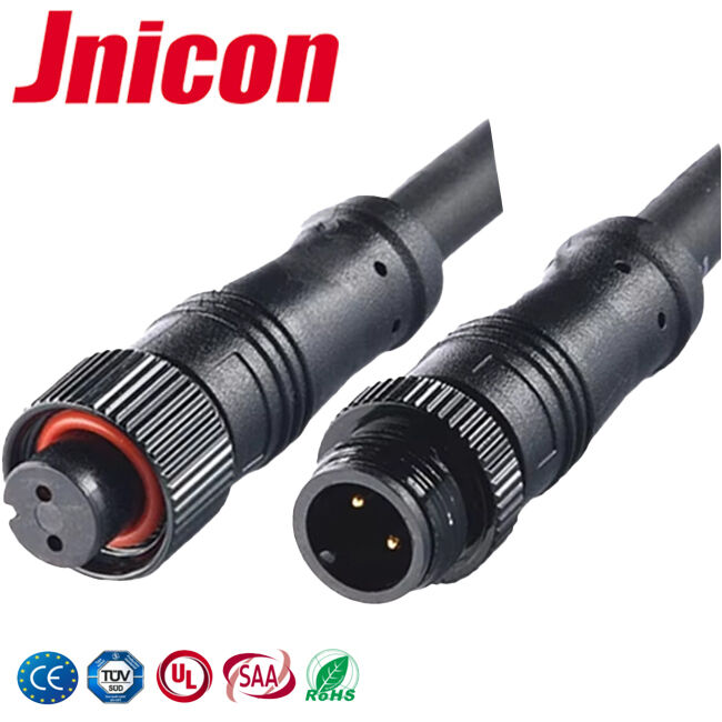 10A M12 Waterproof Electrical Connectors 300V LED Core Power Cable Connectors