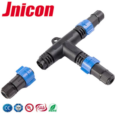 M19 IP67 โคเนคเตอร์แสงอาทิตย์ T ประเภท 500V ความดันสูง โคเนคเตอร์กันน้ํา ปุ่มล็อค