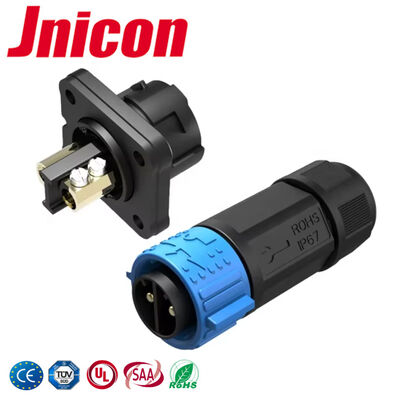 50A M25 2 Pin พวงมาลัยเชื่อมต่อพลังงาน IP67 สายไฟฟ้าต่อพาน
