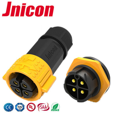 ขั้วต่อสายไฟแบบวงกลมกันน้ำ 4 พิน M25 50A สำหรับติดตั้งบนแผงควบคุม ขั้วต่อด่วน LED