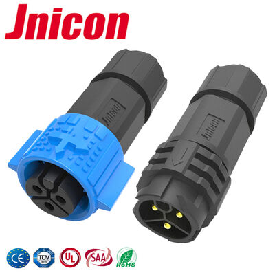 PA66 20A เครื่องเชื่อมต่อแบบอุตสาหกรรมแบบ DC กันน้ํา IP67 M19 เครื่องเชื่อมต่อแบบวงกลม 3 ปิน