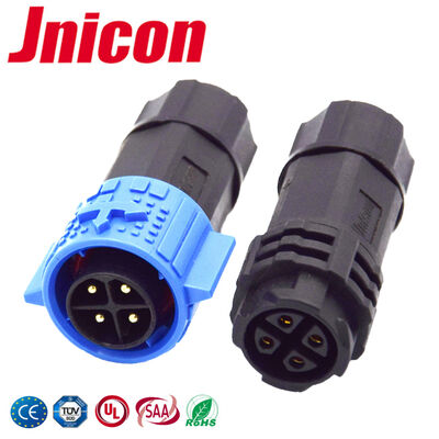 ขั้วต่อพลาสติกทรงกลม M19 20A กันน้ำ IP67 สำหรับสายไฟ 20AWG-12AWG